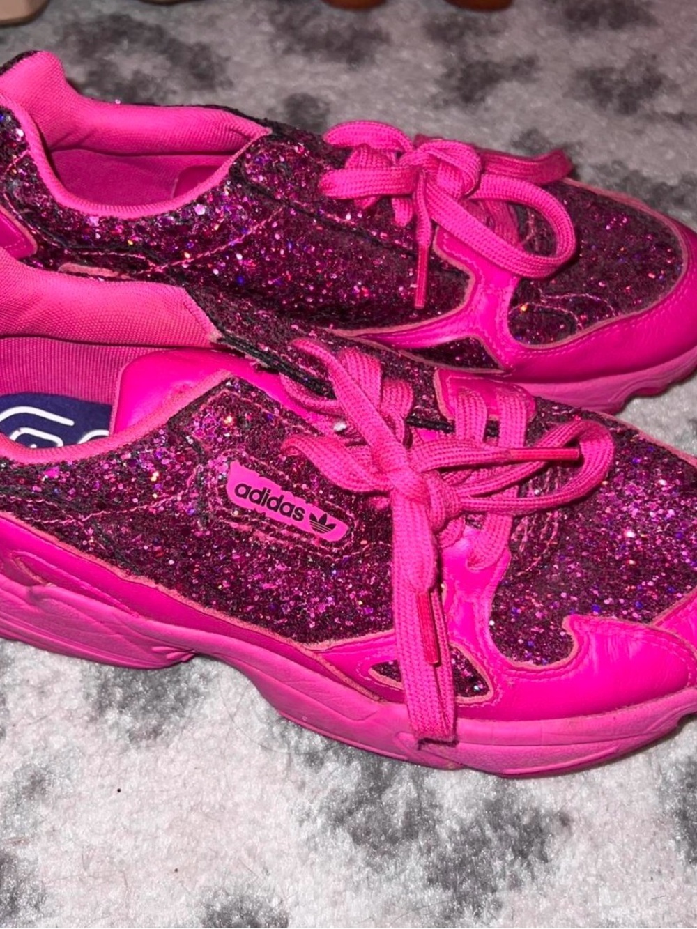 Adidas Hot Pink Glitter Lace-Up Sneakers size 8